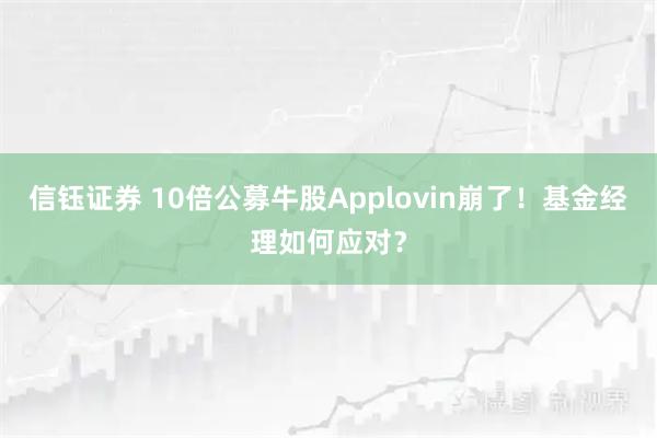 信钰证券 10倍公募牛股Applovin崩了！基金经理如何应对？