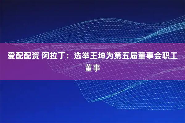 爱配配资 阿拉丁：选举王坤为第五届董事会职工董事